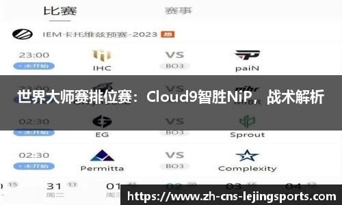世界大师赛排位赛：Cloud9智胜NiP，战术解析